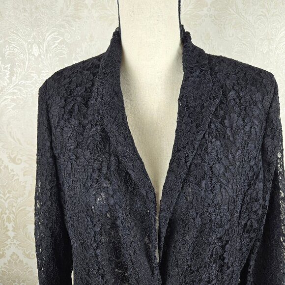 LC Lauren Conrad Size 12 Black Lace Blazer 1 Button Closure Front Pockets NWT - Picture 2 of 14